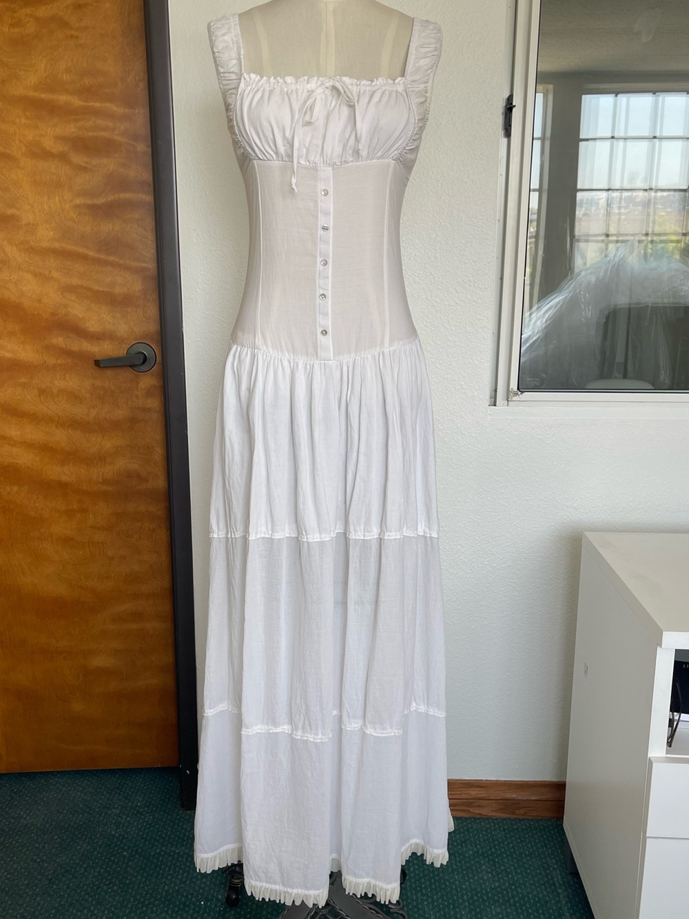 FRANKIE’S BIKINIS WHITE CHRISTABELLE RUFFLE MAXI DRESS